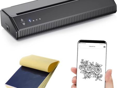 Termocopiadora Tattoo, Mini Impresora de Tatuaje Recargable USB de 2500 MAh con Papel de 30 Piezas, Compatible con Teléfono y PC